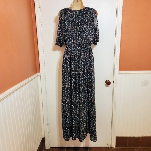 Ethereal By Paper Crane Floral Maxi Dress Navy Small - Picture 5 of 11